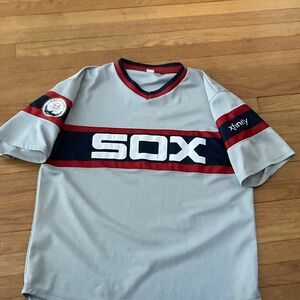 Chicago White sox 80s road Jersey with Red and Black Stripes. Stadium giveaway